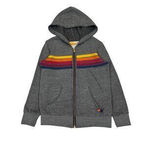 Aviator Nation 5 Stripe Full Zip Hoodie Youth Size 6 Retro Loungewear